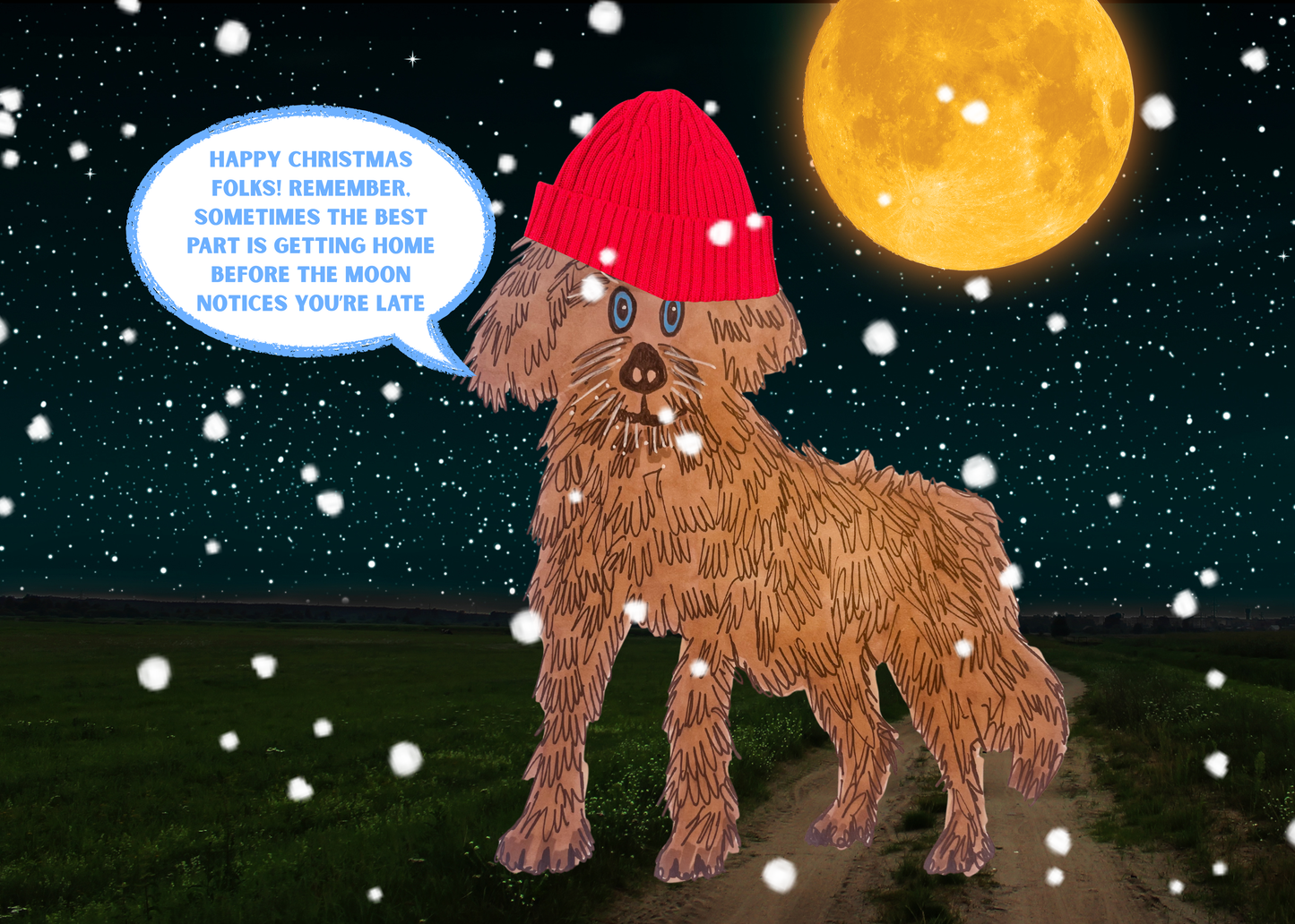 Waldo Christmas Moon card